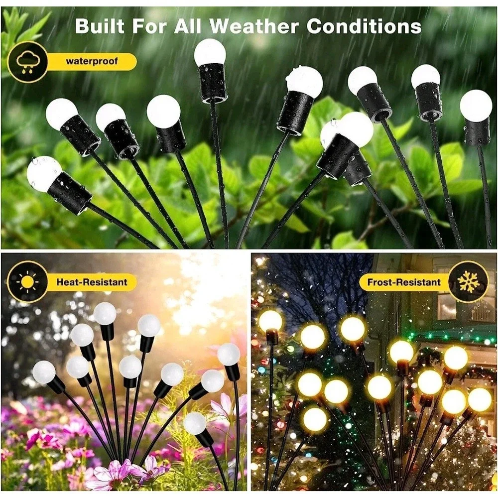 Solar Firefly Light Garden Waterproof Swaying Lamp Outdoor Landscape Lawn‎ #1436